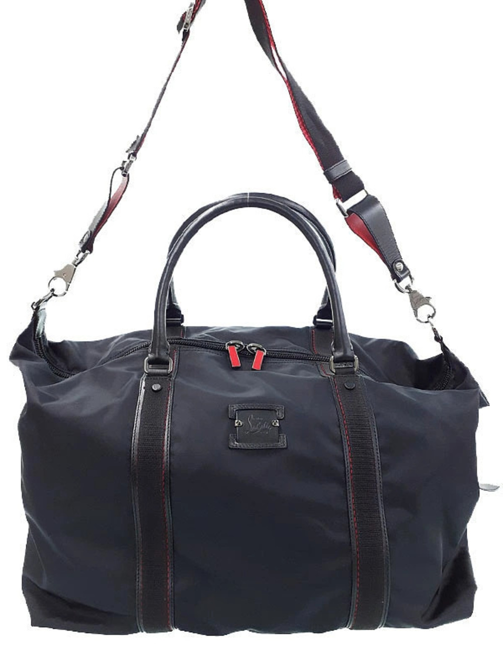 Christian Louboutin black travel Boston duffel dual leather top handles
